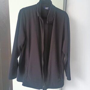 Lands End 2x Plus Womens Full Zip Black Fleece Jacket 4 Pockets